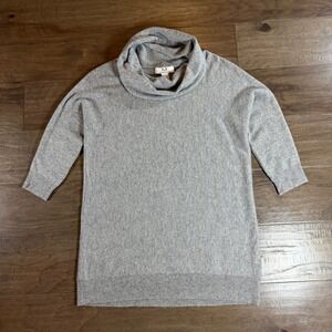 Magaschoni Womens Grey 100% Cashmere Cowl Neck 3/4 Sleeve Pullover Sweater Small